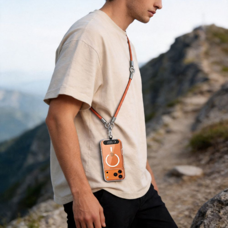 Tech-Protect C10S Rope Crossbody & Wrist sada remienkov na telefón, oranžová/titánová