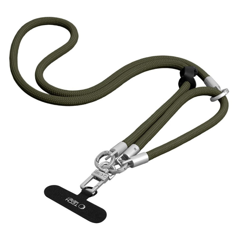 Tech-Protect C10S Rope Crossbody & Wrist sada remienkov na telefón, olivovozelená/titánová