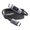 Ugreen L530 kábel USB-C na USB-C, PD 240 W, 480 Mbps, s displejom, 2 m, čierny