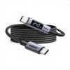 Ugreen L530 kábel USB-C na USB-C, PD 240 W, 480 Mbps, s displejom, 2 m, čierny
