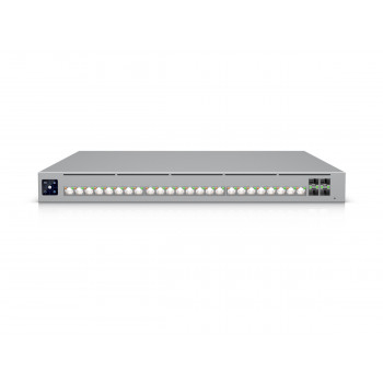 Ubiquiti UniFi prepínač 32x 2.5G RJ45 / 16x 10G RJ45 / 4x SFP28, spravovateľný, montáž do racku 19″, dotykový displej 1.3″