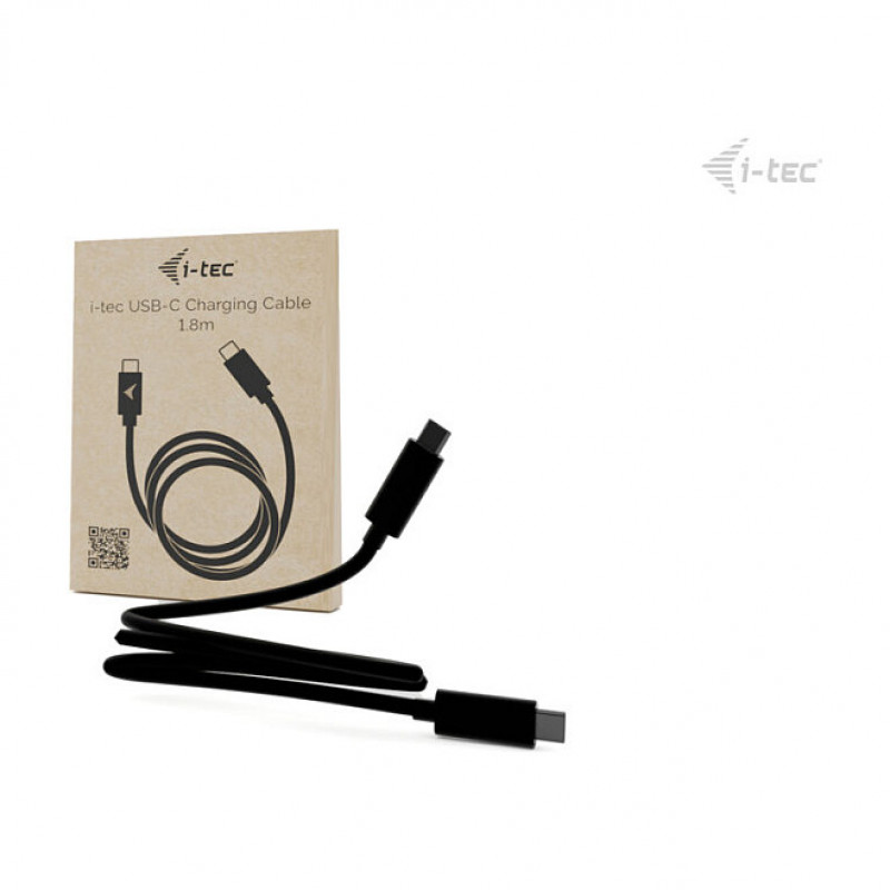 i-tec USB-C nabíjací kábel, 1.8 m, USB Power Delivery do 100 W, čierny