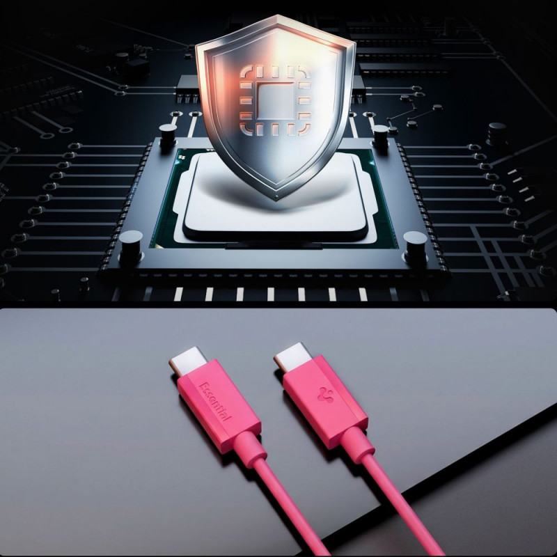 Spigen EB6010CC Essential kábel USB-C na USB-C 60W 100 cm, ružový
