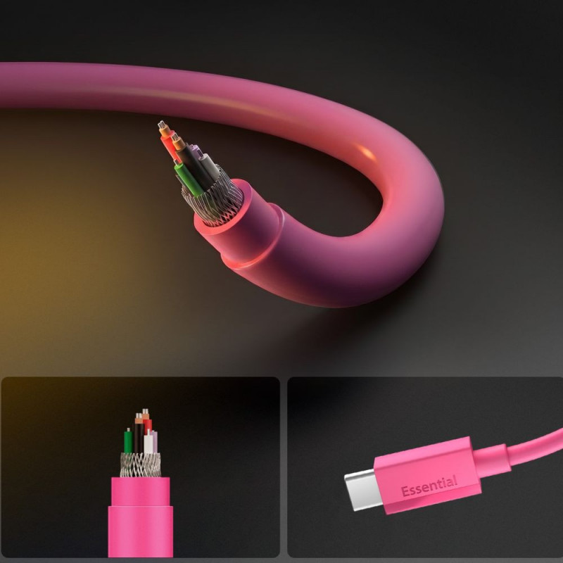 Spigen EB6010CC Essential kábel USB-C na USB-C 60W 100 cm, ružový
