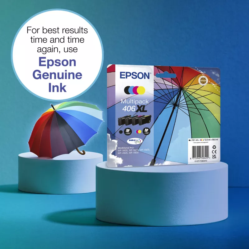 Epson 406XL Umbrella DURABrite Ultra multipack EasyMail 4-balenie, XL (C13T17H64510)