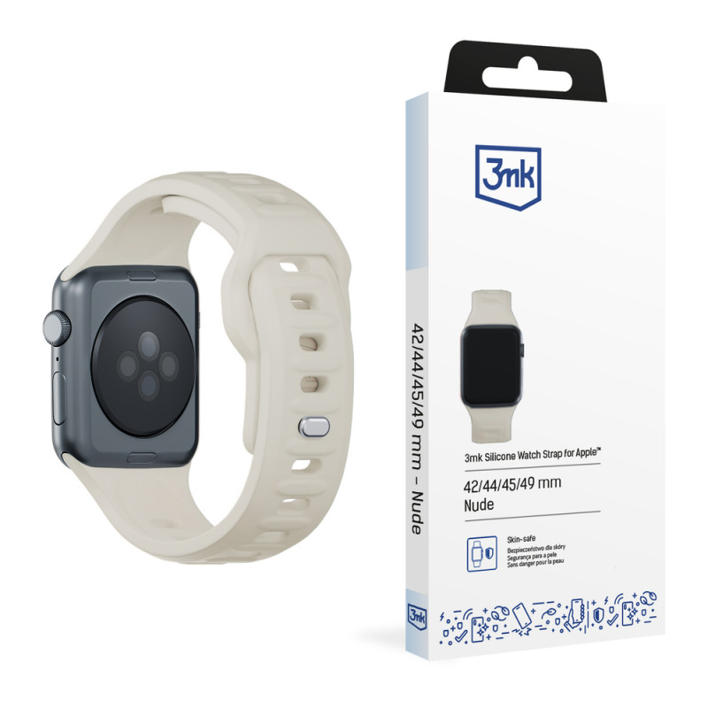 3mk silikónový remienok pre Apple Watch 42/44/45/49 mm, béžový