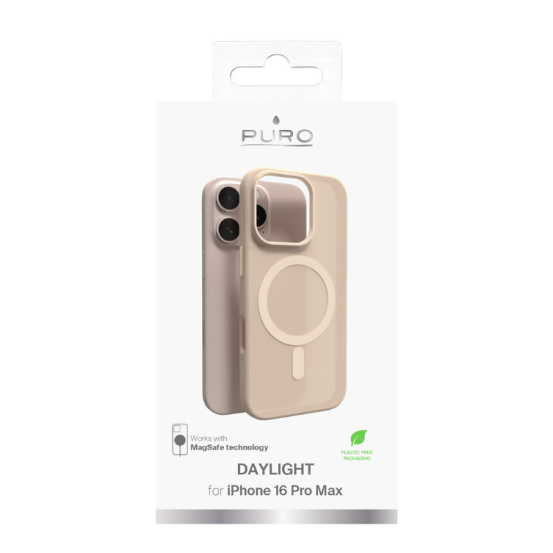 Puro Daylight MagSafe silikónové puzdro pre iPhone 16 Pro Max, béžové