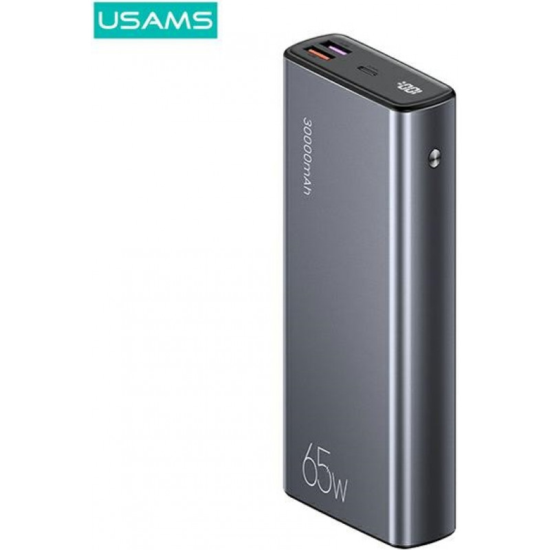 USAMS PB59 US-CD165 power banka 30000 mAh, 65 W, 2x QC3.0 + PD, čierna, s káblom USB-C na USB-C