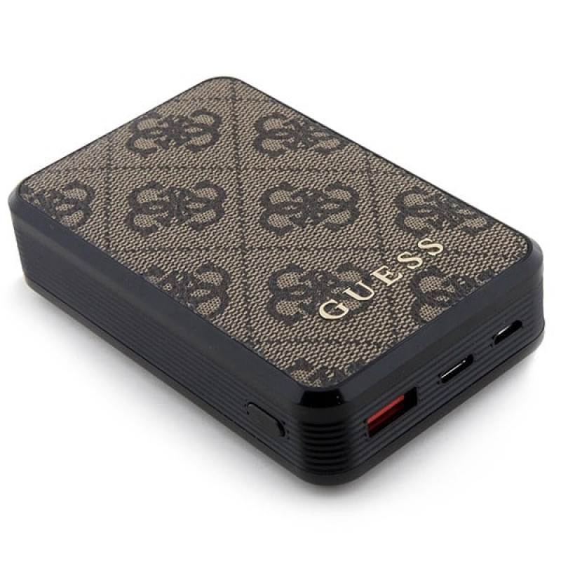Guess GUPB10DP4GEGW Power Bank 10000 mAh, 18 W, 4G Leather Metal Logo, hnedá
