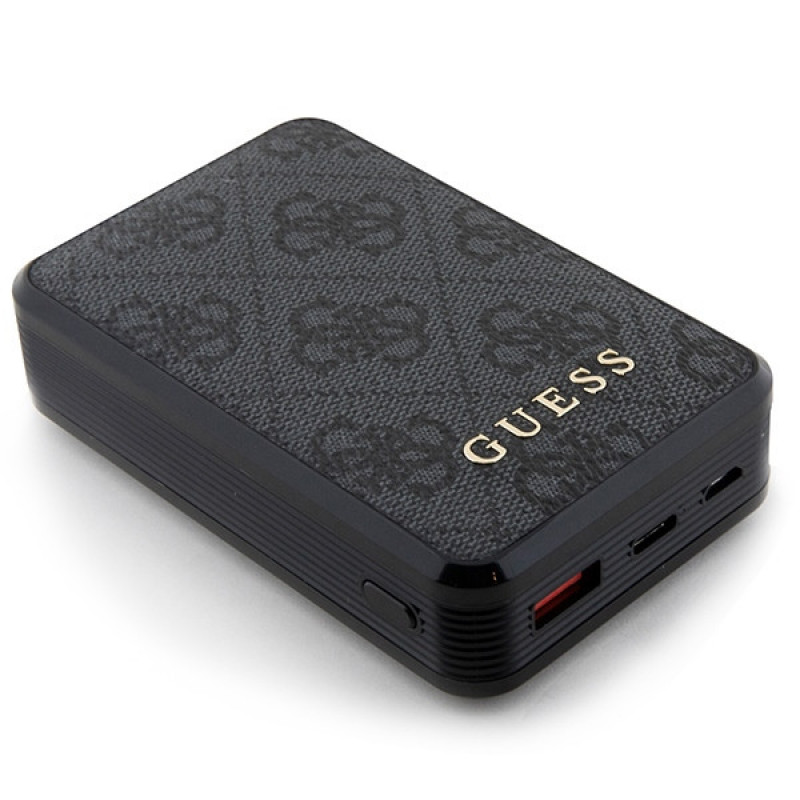 Guess GUPB10DP4GEGK power banka 10000 mAh, 18 W, 4G Leather Metal Logo, čierna