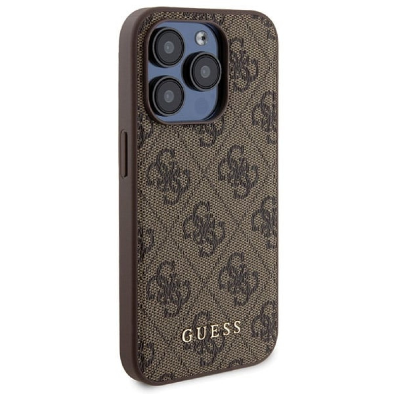 Guess GUBPM5P15X4GEMGW Pevné puzdro pre Apple iPhone 15 Pro Max + 5000 mAh MagSafe power banka, 4G Metal Logo, hnedá
