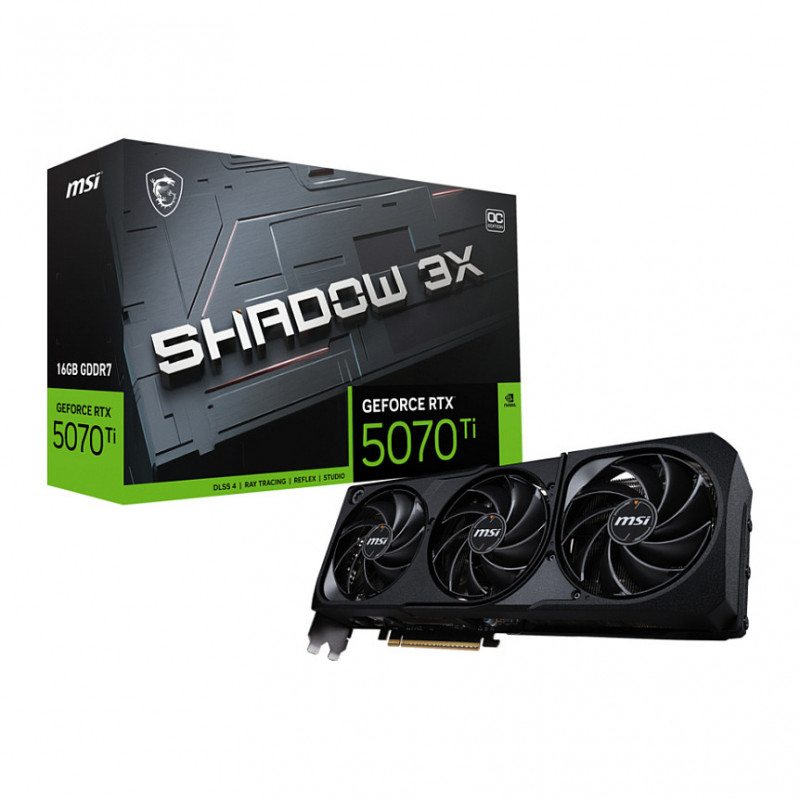 MSI GeForce RTX 5070 Ti 16G Shadow 3X OC grafická karta, 16 GB GDDR7, 3 ventilátory