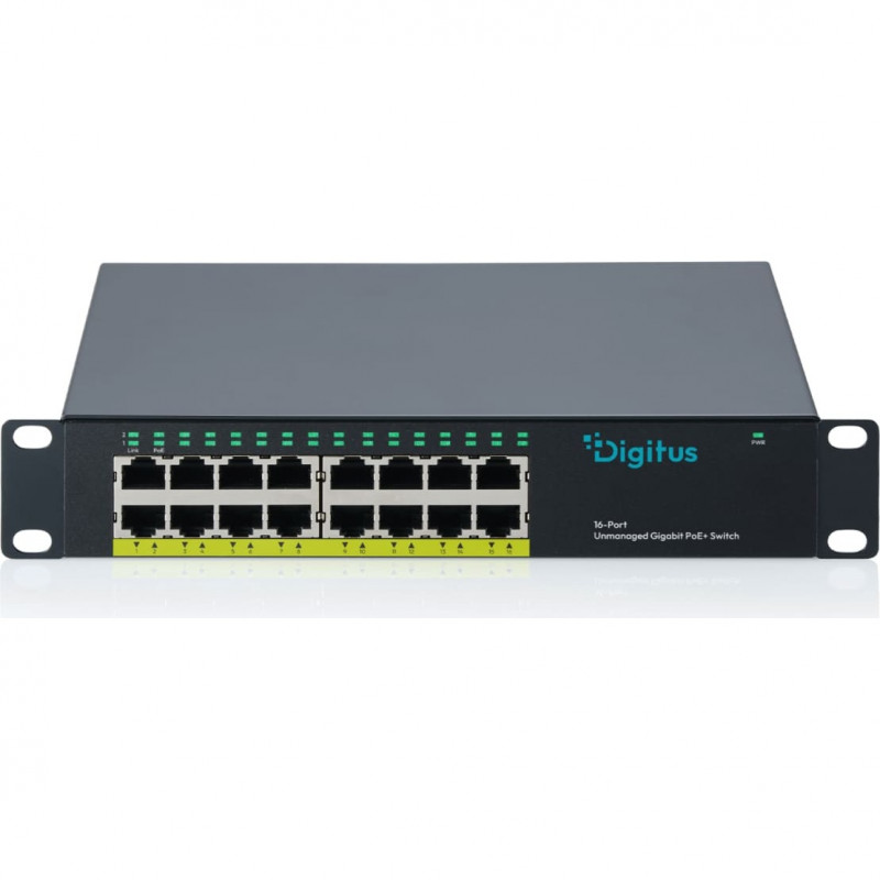 DIGITUS DN-95334 10 Gigabit 16-portový nespravovaný PoE+ switch (120 W)