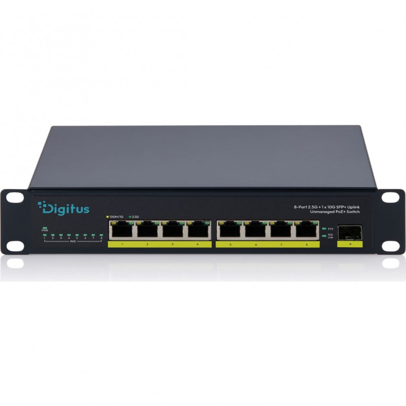 DIGITUS DN-95333 10 Gigabit 8-portový nespravovaný PoE+ switch (80 W)