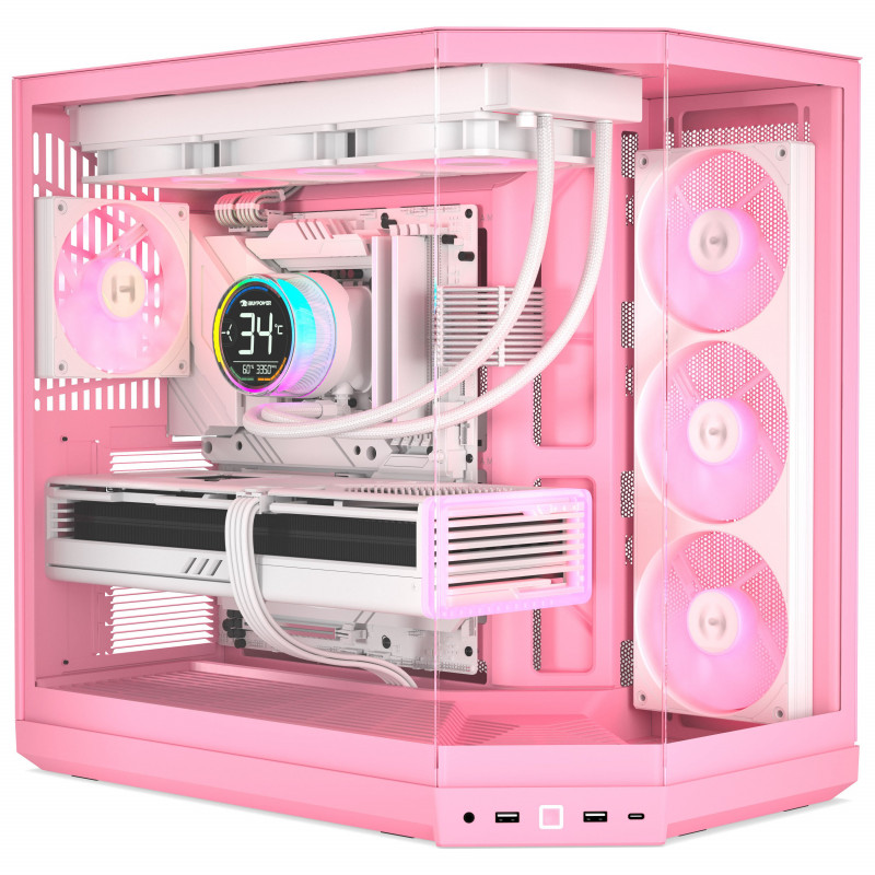 HYTE Y50 Strawberry Milk PC skriňa, svetloružová, temperované sklo x 3