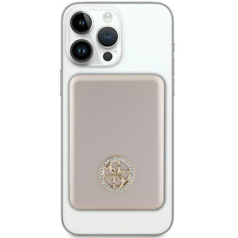 Guess GUPBM5AL4DMD 4G Strassed Metal Logo MagSafe indukčná powerbanka 5000 mAh, 15W, zlatá