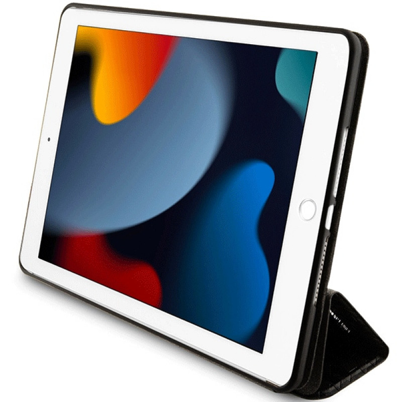 Karl Lagerfeld KLFC10SAKHPKK Saffiano Monogram Ikonik puzdro typu bookcase pre Apple iPad 10.2 (7., 8. a 9. generácia), čierne