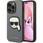 Karl Lagerfeld KLHCP14XSAPKHG Pevné puzdro pre Apple iPhone 14 Pro Max, Saffiano Karl's Head Patch, strieborné
