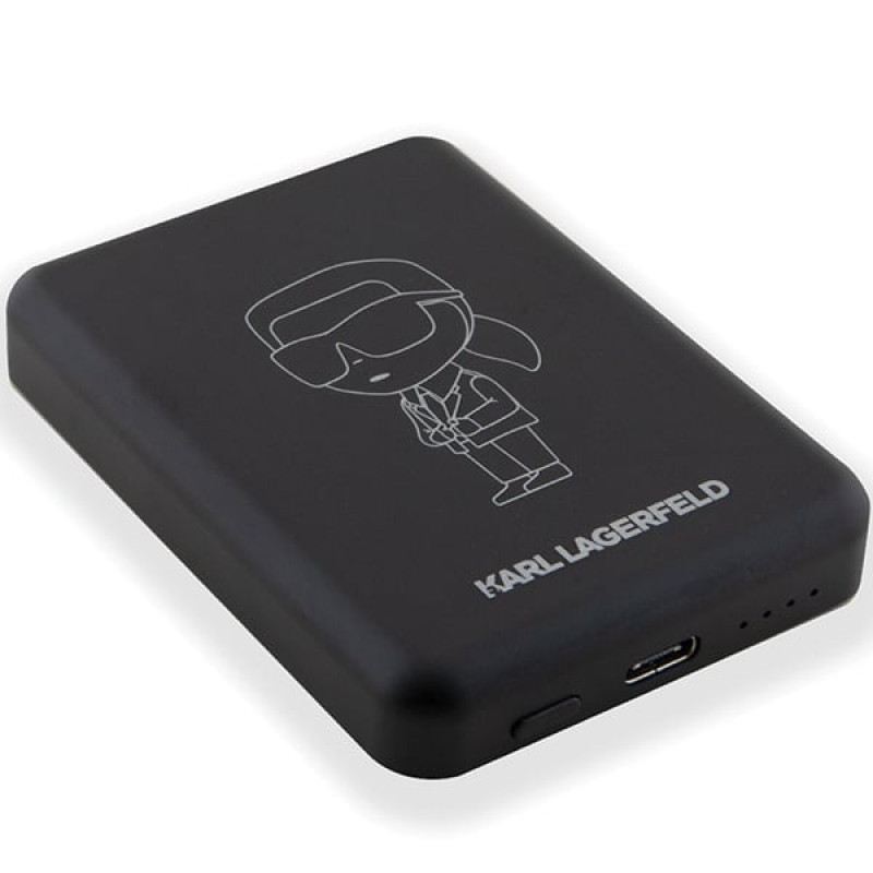 Karl Lagerfeld KLPBM5KIOTTGK indukčná power banka 5000 mAh 15W, Outline Ikonik, MagSafe, čierna