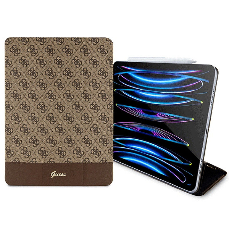Guess GUFCP12PS4SGW Puzdro pre Apple iPad Pro 12.9 (2020/2021/2022, 4./5./6. generácia), 4G Stripe Allover, hnedé