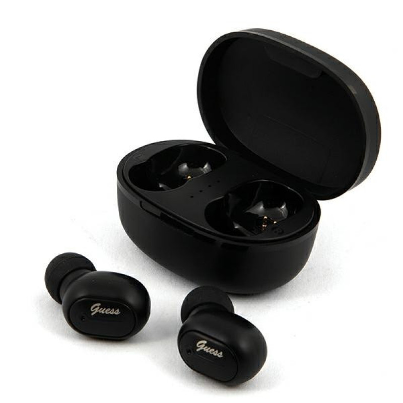 Guess GUTWST30BK bezdrôtové TWS slúchadlá do uší s dokovacou stanicou, Bluetooth 5.0, čierne