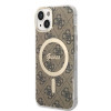 Guess GUBPP14SH4EACSW Pevné puzdro pre Apple iPhone 14 + bezdrôtová nabíjačka, 4G Print, MagSafe, hnedá