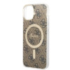 Guess GUBPP14SH4EACSW Pevné puzdro pre Apple iPhone 14 + bezdrôtová nabíjačka, 4G Print, MagSafe, hnedá