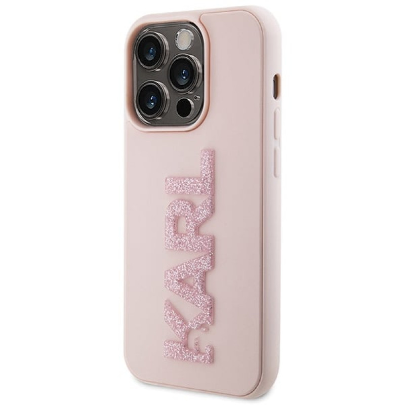 Karl Lagerfeld KLHCP15X3DMBKCP Puzdro Hardcase pre Apple iPhone 15 Pro Max, 3D Rubber Glitter Logo, ružové