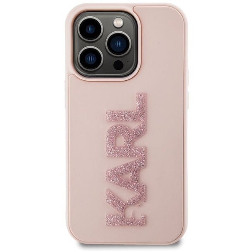 Karl Lagerfeld KLHCP15X3DMBKCP Puzdro Hardcase pre Apple iPhone 15 Pro Max, 3D Rubber Glitter Logo, ružové