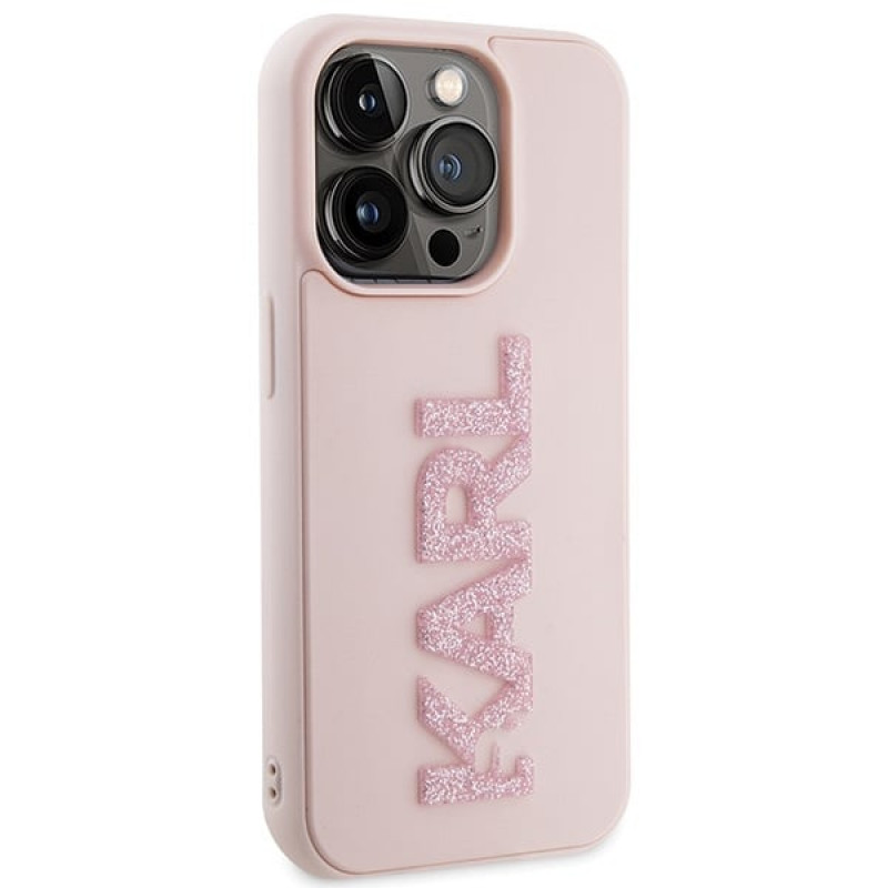 Karl Lagerfeld KLHCP15X3DMBKCP Puzdro Hardcase pre Apple iPhone 15 Pro Max, 3D Rubber Glitter Logo, ružové