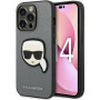 Karl Lagerfeld KLHCP14LSAPKHG Puzdro hardcase pre Apple iPhone 14 Pro, Saffiano Karl's Head Patch, strieborné