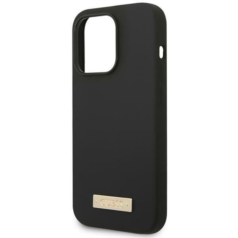 Guess GUHMP14XSBPLK Apple iPhone 14 Pro Max pevné puzdro, silikónová logo platnička MagSafe, čierna