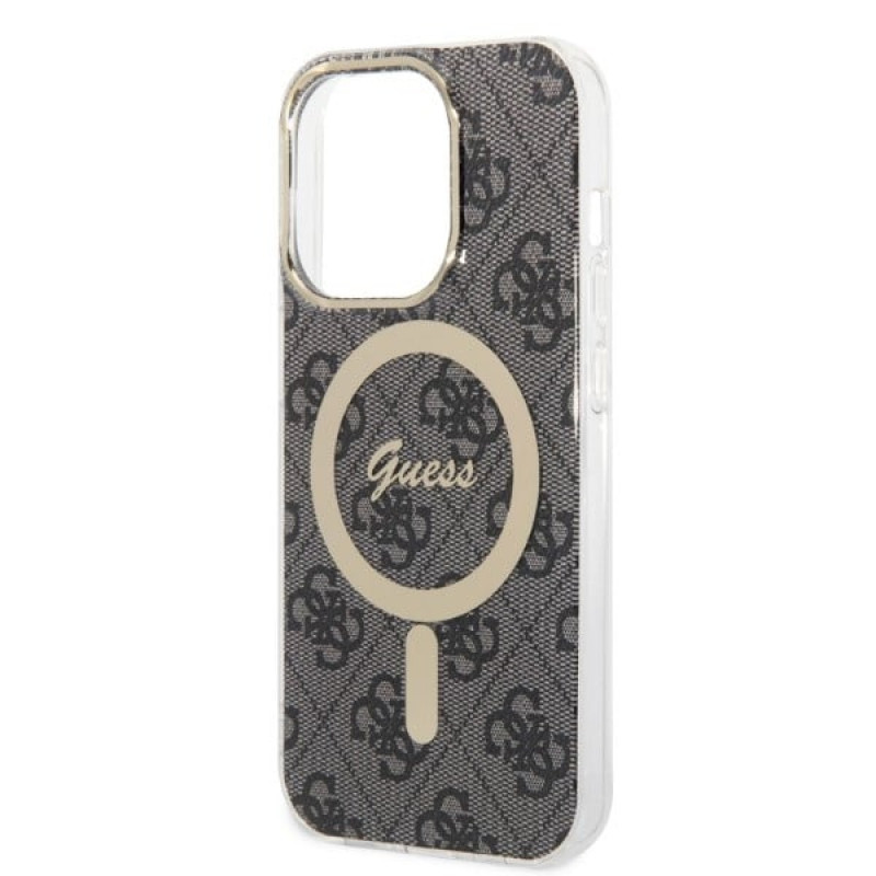 Guess GUBPP14XH4EACSK Puzdro + bezdrôtová nabíjačka Apple iPhone 14 Pro Max čierne hardcase, 4G Print, MagSafe