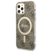 Guess GUBPP12MH4EACSW Puzdro + bezdrôtová nabíjačka Apple iPhone 12 / iPhone 12 Pro hnedé, hardcase, 4G Print, MagSafe