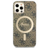 Guess GUBPP12MH4EACSW Puzdro + bezdrôtová nabíjačka Apple iPhone 12 / iPhone 12 Pro hnedé, hardcase, 4G Print, MagSafe