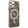 Guess GUBPP12MH4EACSW Puzdro + bezdrôtová nabíjačka Apple iPhone 12 / iPhone 12 Pro hnedé, hardcase, 4G Print, MagSafe