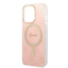 Guess GUBPP13LH4EACSP Puzdro + bezdrôtová nabíjačka Apple iPhone 13 Pro ružové pevné puzdro, 4G Print, MagSafe