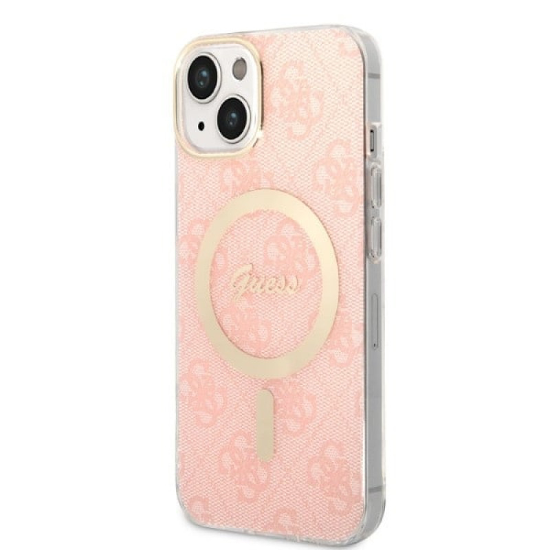 Guess GUBPP14MH4EACSP Puzdro + bezdrôtová nabíjačka Apple iPhone 14 Plus / iPhone 15 Plus ružové hardcase, 4G Print, MagSafe