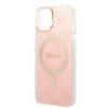 Guess GUBPP14MH4EACSP Puzdro + bezdrôtová nabíjačka Apple iPhone 14 Plus / iPhone 15 Plus ružové hardcase, 4G Print, MagSafe