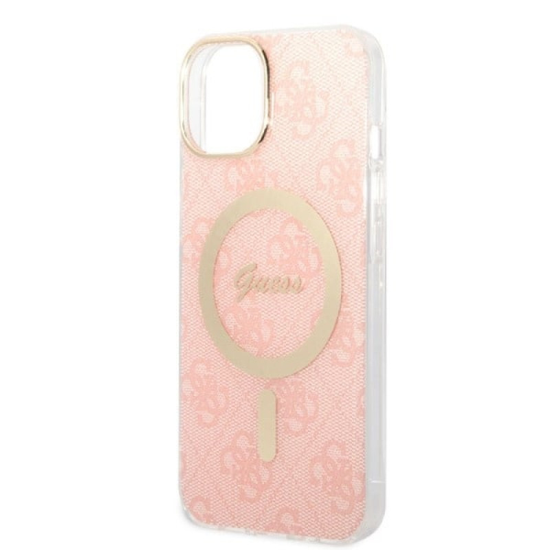 Guess GUBPP14MH4EACSP Puzdro + bezdrôtová nabíjačka Apple iPhone 14 Plus / iPhone 15 Plus ružové hardcase, 4G Print, MagSafe