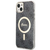 Guess GUBPP14MH4EACSK Puzdro + bezdrôtová nabíjačka Apple iPhone 14 Plus / iPhone 15 Plus čierne hardcase, 4G Print, MagSafe