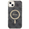 Guess GUBPP14MH4EACSK Puzdro + bezdrôtová nabíjačka Apple iPhone 14 Plus / iPhone 15 Plus čierne hardcase, 4G Print, MagSafe