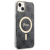 Guess GUBPP14MH4EACSK Puzdro + bezdrôtová nabíjačka Apple iPhone 14 Plus / iPhone 15 Plus čierne hardcase, 4G Print, MagSafe