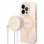 Guess GUBPP14LH4EACSP Puzdro + bezdrôtová nabíjačka Apple iPhone 14 Pro ružové hardcase, 4G Print, MagSafe