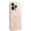 Guess GUBPP14LH4EACSP Puzdro + bezdrôtová nabíjačka Apple iPhone 14 Pro ružové hardcase, 4G Print, MagSafe