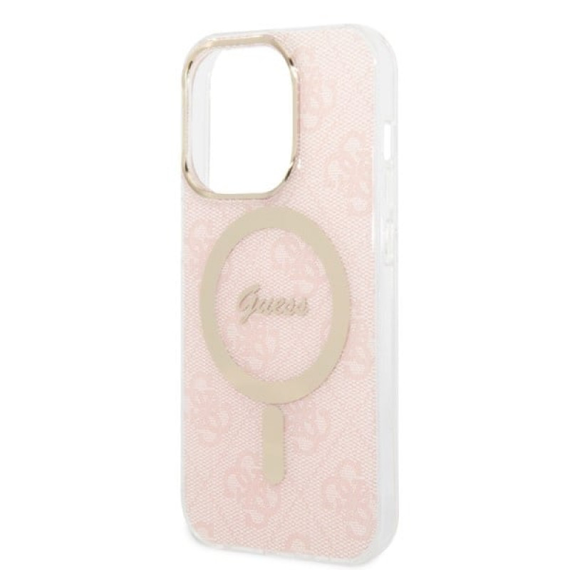 Guess GUBPP14LH4EACSP Puzdro + bezdrôtová nabíjačka Apple iPhone 14 Pro ružové hardcase, 4G Print, MagSafe