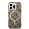 Guess GUBPP14LH4EACSW Puzdro + bezdrôtová nabíjačka Apple iPhone 14 Pro hnedé pevné puzdro, 4G Print, MagSafe