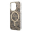 Guess GUBPP14LH4EACSW Puzdro + bezdrôtová nabíjačka Apple iPhone 14 Pro hnedé pevné puzdro, 4G Print, MagSafe