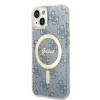 Guess GUBPP14MH4EACSB Puzdro + bezdrôtová nabíjačka Apple iPhone 14 Plus / iPhone 15 Plus modré hardcase, 4G Print, MagSafe