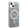 Guess GUBPP14MH4EACSB Puzdro + bezdrôtová nabíjačka Apple iPhone 14 Plus / iPhone 15 Plus modré hardcase, 4G Print, MagSafe